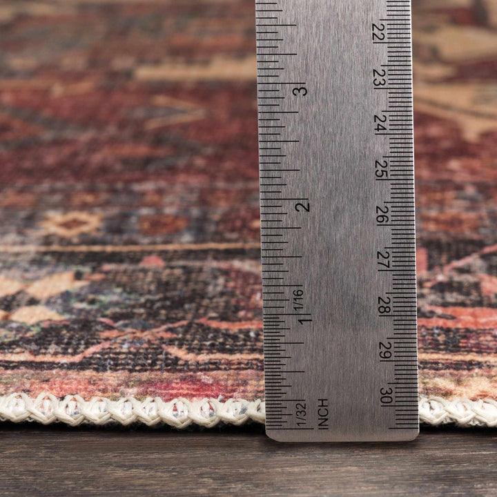 Traditional Vintage Style Brown, Rust And Beige Machine Woven Washable Rug - The Rug Decor
