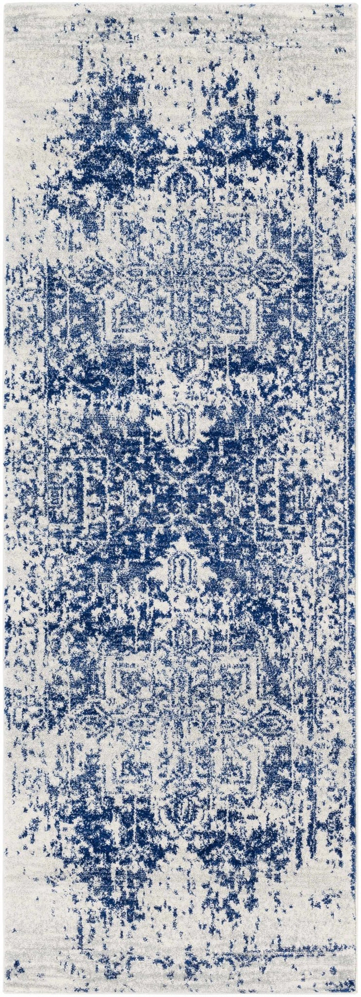 Transitional Heriz Design Blue and Beige Medallion Area Rug - The Rug Decor