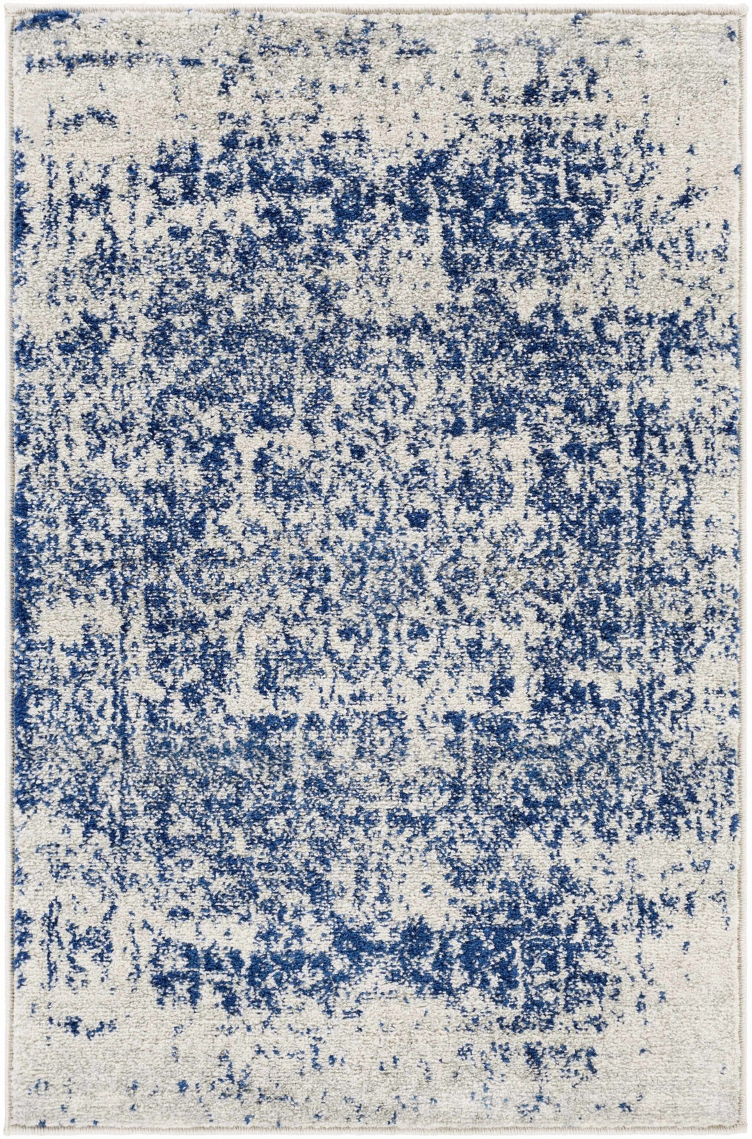 Transitional Heriz Design Blue and Beige Medallion Area Rug - The Rug Decor