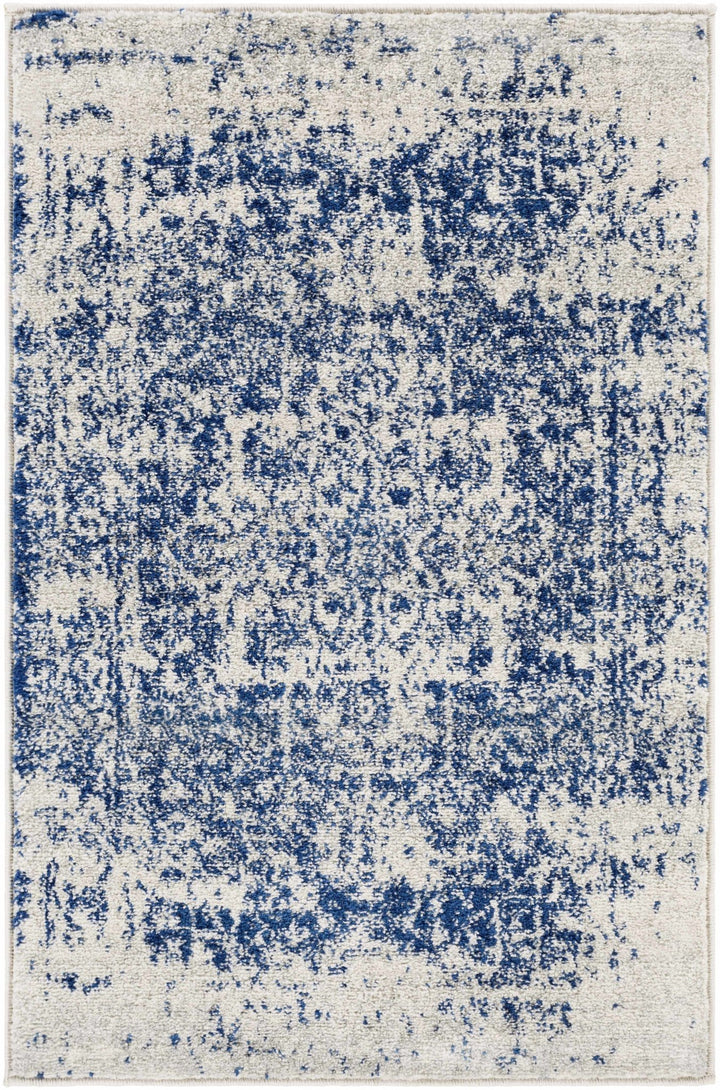 Transitional Heriz Design Blue and Beige Medallion Area Rug - The Rug Decor
