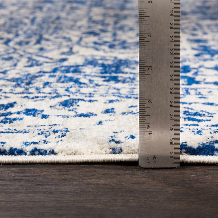 Transitional Heriz Design Blue and Beige Medallion Area Rug - The Rug Decor