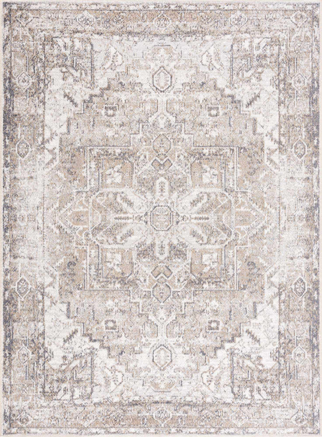Transitional Ivory and Brown Machine Washable Rug - The Rug Decor