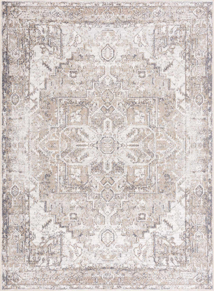 Transitional Ivory and Brown Machine Washable Rug - The Rug Decor