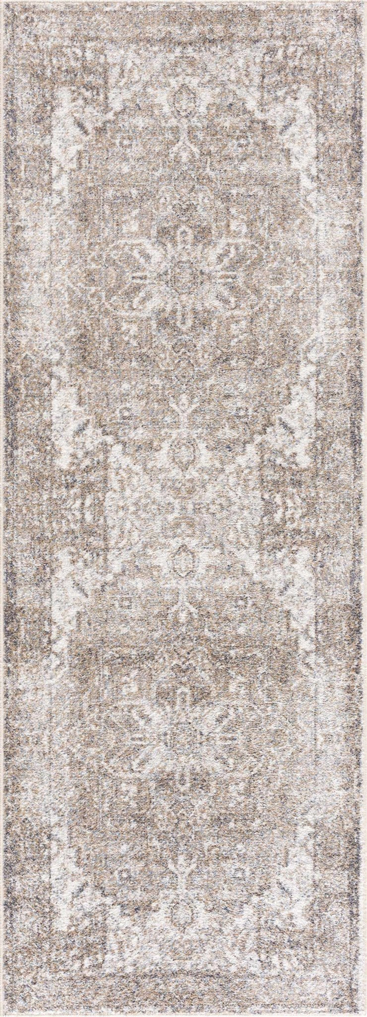 Transitional Ivory and Brown Machine Washable Rug - The Rug Decor