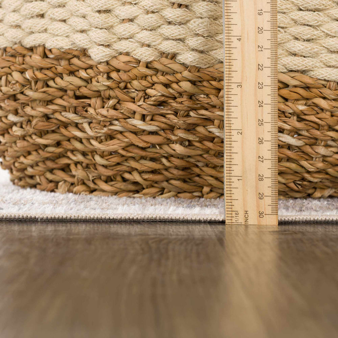 Transitional Ivory and Brown Machine Washable Rug - The Rug Decor