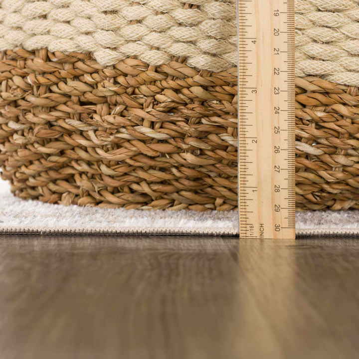 Transitional Ivory and Brown Machine Washable Rug - The Rug Decor