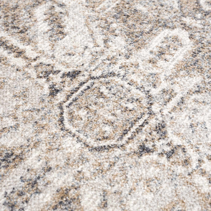 Transitional Ivory and Brown Machine Washable Rug - The Rug Decor