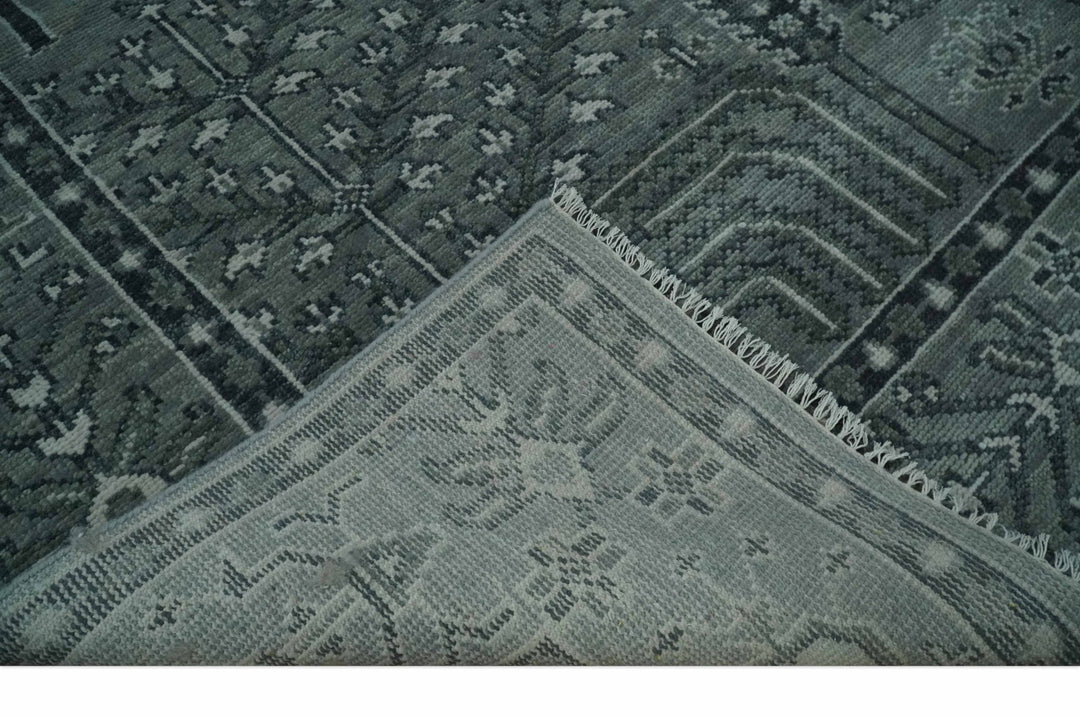 Tree of life Gray, Charcoal and Ivory Hand knotted Traditional Floral 9x12 wool Area Rug - The Rug Decor