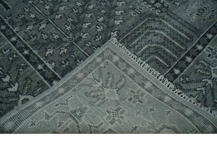 Tree of life Gray, Charcoal and Ivory Hand knotted Traditional Floral 9x12 wool Area Rug - The Rug Decor