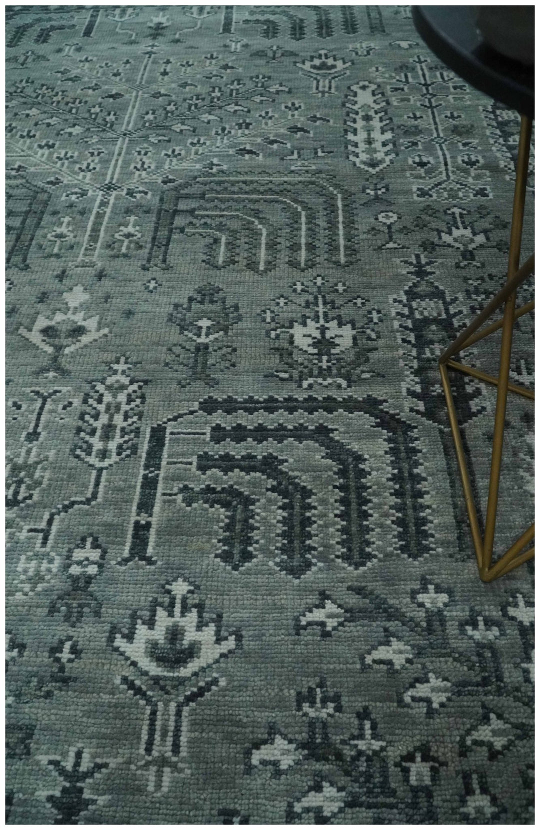 Tree of life Gray, Charcoal and Ivory Hand knotted Traditional Floral 9x12 wool Area Rug - The Rug Decor