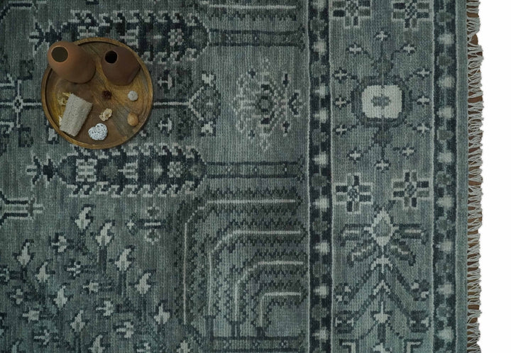 Tree of life Gray, Charcoal and Ivory Hand knotted Traditional Floral 9x12 wool Area Rug - The Rug Decor