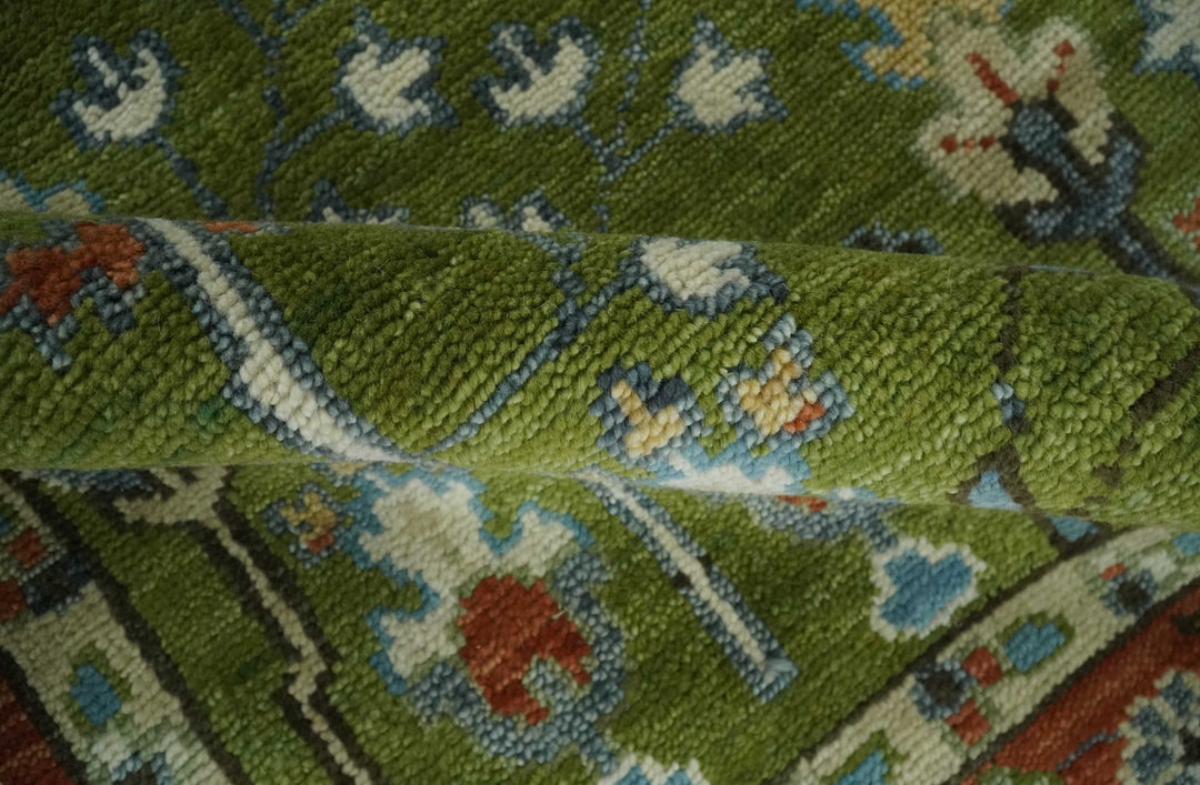 Tree of life Green and Rust Traditional Hand knotted 8x10 wool Area Rug - The Rug Decor