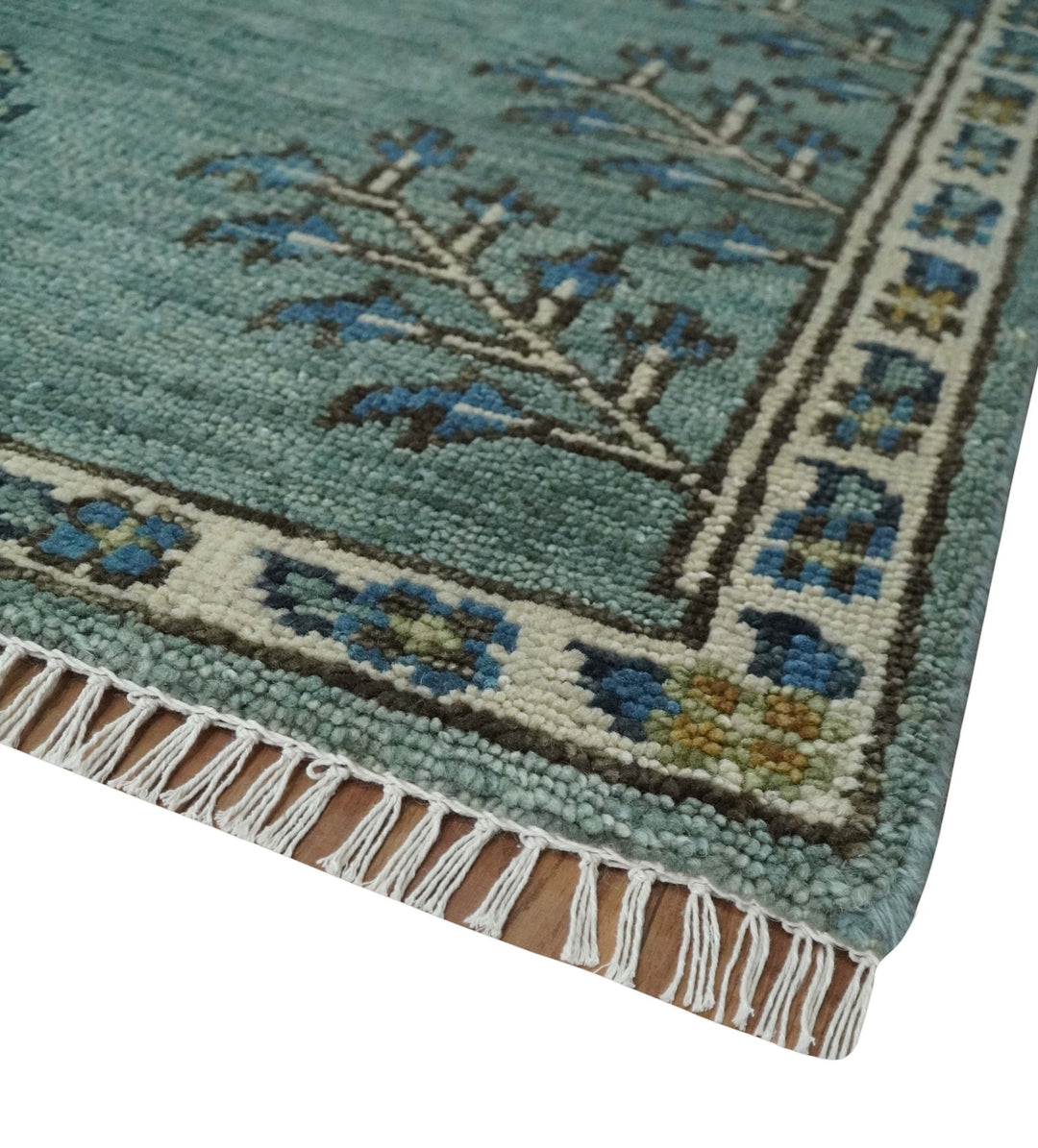 Tree of Life Green Traditional Hand Knotted Turkish Design 8x10 Wool Area Rug - The Rug Decor