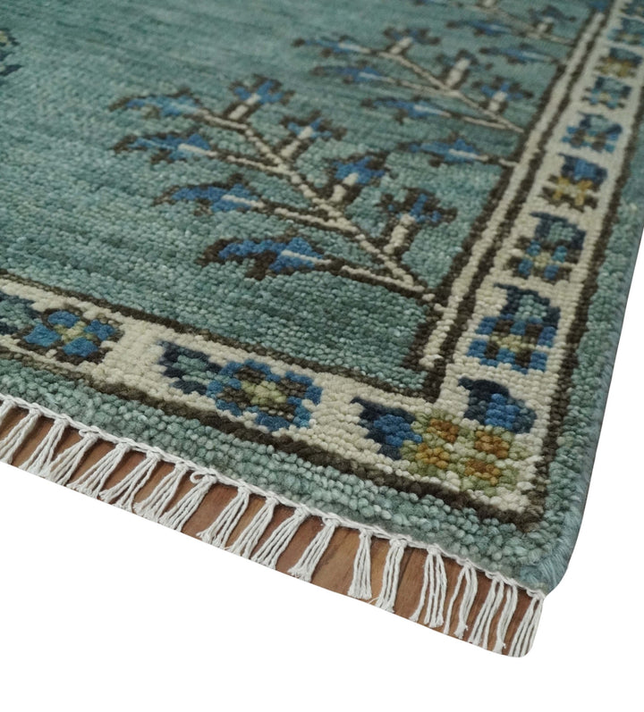 Tree of Life Green Traditional Hand Knotted Turkish Design 8x10 Wool Area Rug - The Rug Decor