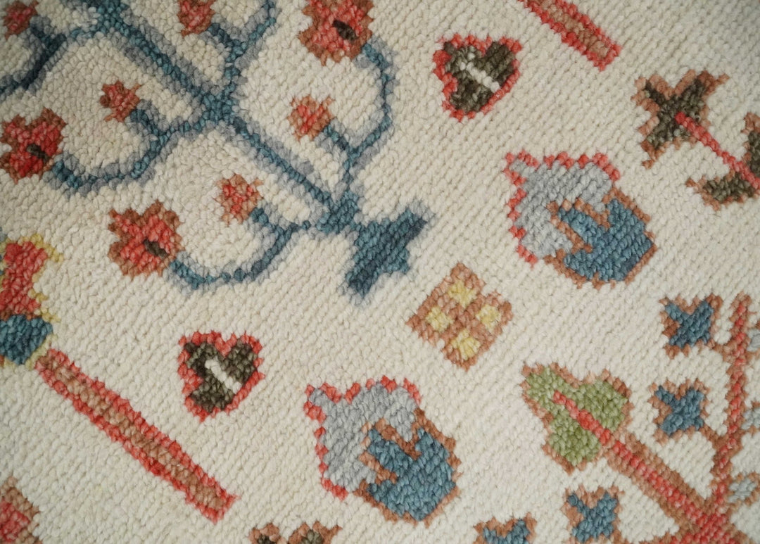 Tree of Life Hand Knotted Ivory, Brown and Rust Traditional Oushak Multi Size Wool Rug - The Rug Decor