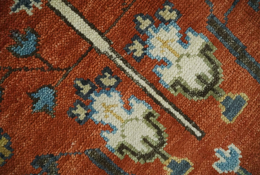 Tree Rug Hand Knotted Rust and Ivory 9x12 Traditional Turkish Design Wool Area Rug - The Rug Decor