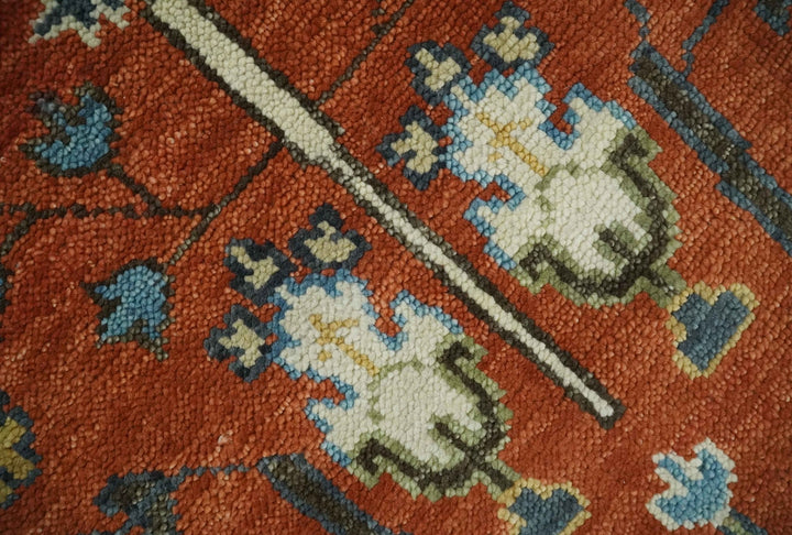 Tree Rug Hand Knotted Rust and Ivory 9x12 Traditional Turkish Design Wool Area Rug - The Rug Decor