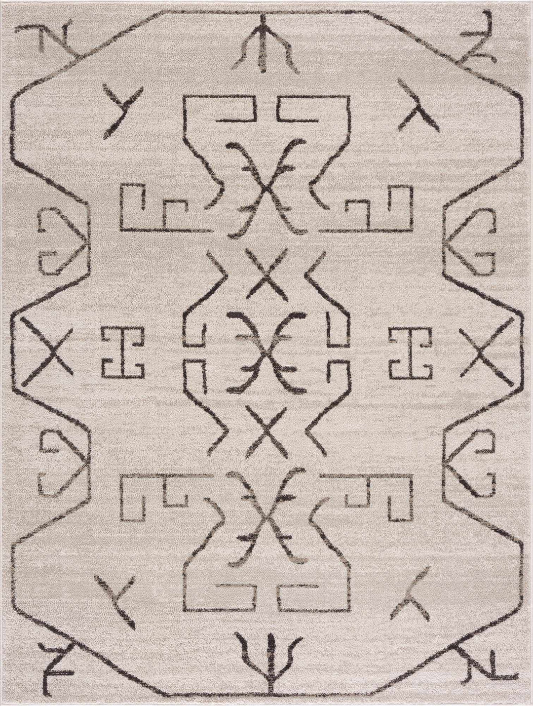 Tribal Design contemporary Light Peach and Charcoal Area Rug - The Rug Decor