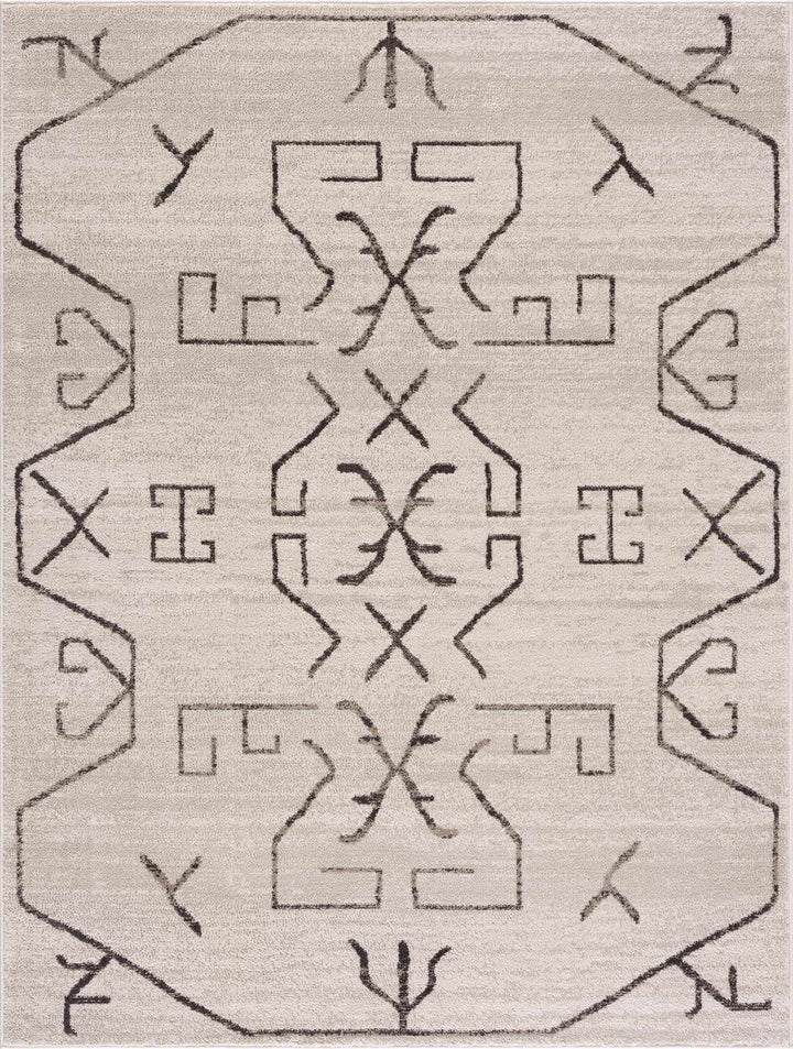 Tribal Design contemporary Light Peach and Charcoal Area Rug - The Rug Decor