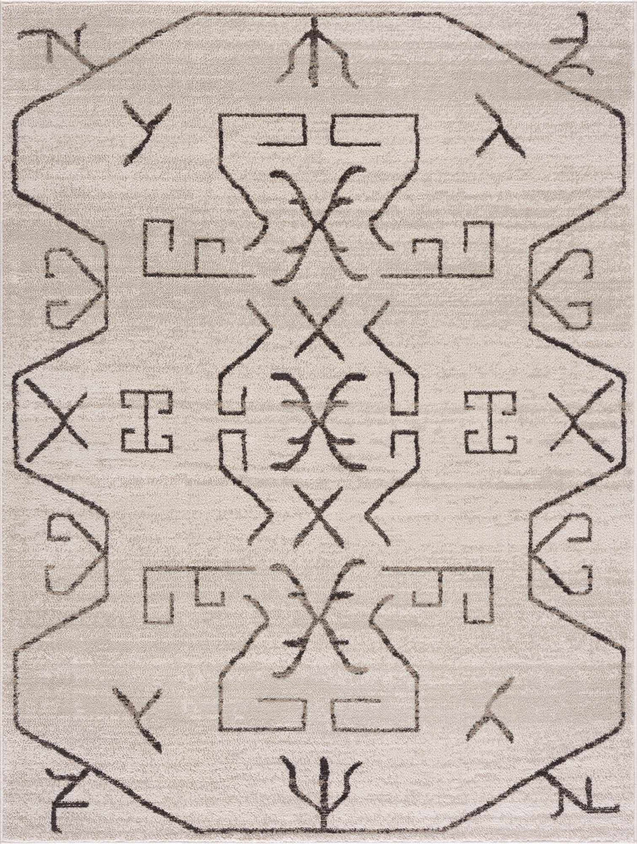 Tribal Design contemporary Light Peach and Charcoal Area Rug - The Rug Decor