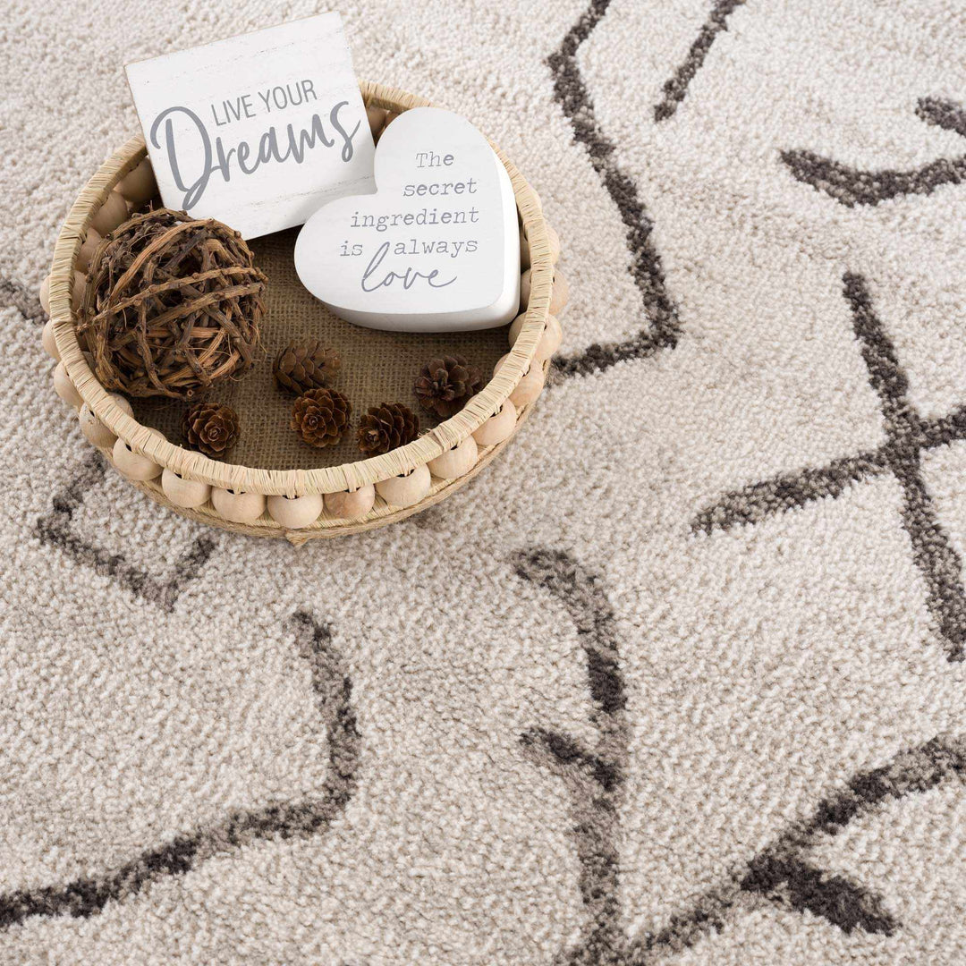 Tribal Design contemporary Light Peach and Charcoal Area Rug - The Rug Decor