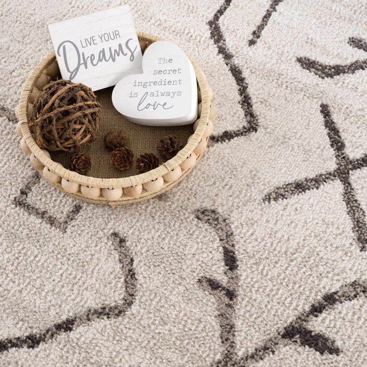 Tribal Design contemporary Light Peach and Charcoal Area Rug - The Rug Decor