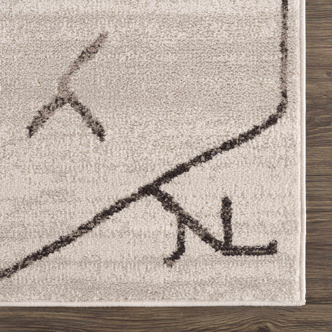 Tribal Design contemporary Light Peach and Charcoal Area Rug - The Rug Decor