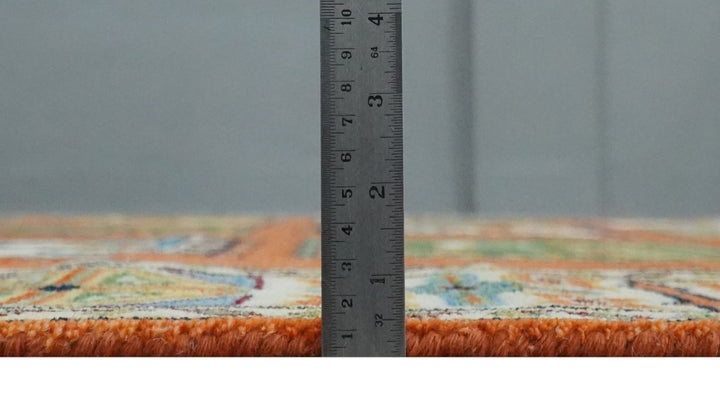 Tribal Gabbeh Rust, Ivory, Green and Beige 8x10 Hand knotted Antique Look Traditional Wool Area Rug - The Rug Decor