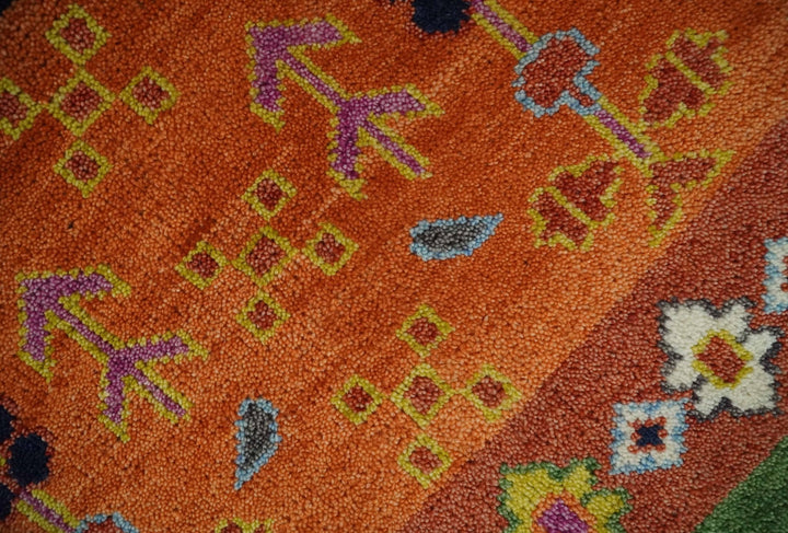 Tribal Gabbeh Rust, Ivory, Green and Pink Hand knotted 8x10 Antique Look Traditional Wool Area Rug - The Rug Decor