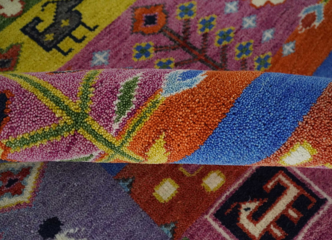 Tribal Gabbeh Rust, Ivory, Green and Pink Hand knotted 8x10 Antique Look Traditional Wool Area Rug - The Rug Decor