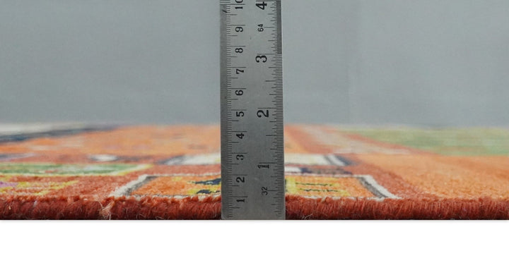 Tribal Gabbeh Rust, Ivory, Green and Pink Hand knotted 8x10 Antique Look Traditional Wool Area Rug - The Rug Decor