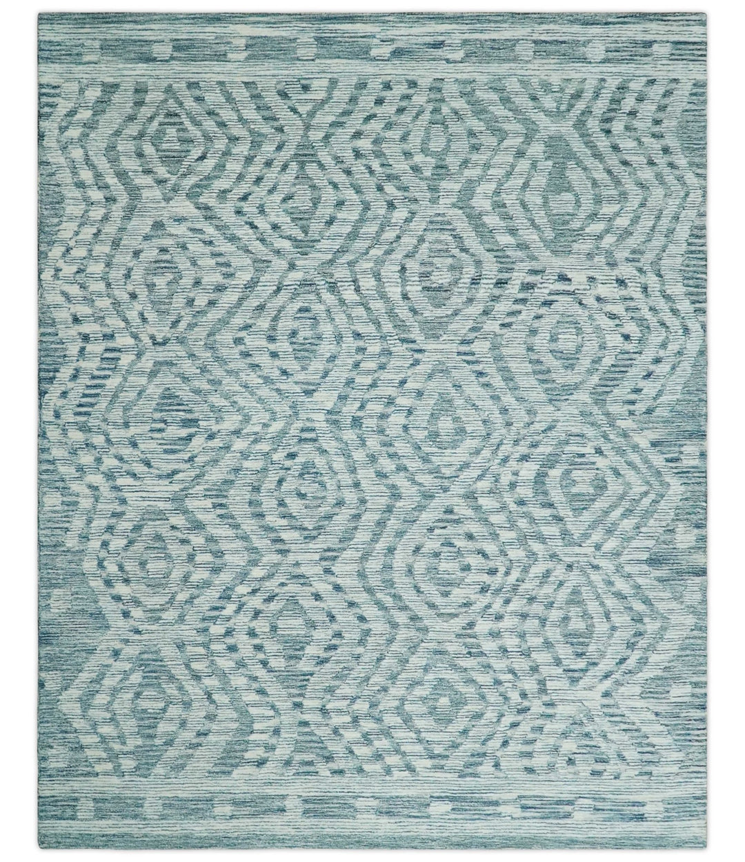 Tribal Modern Hand Tufted 2x3, 3x5, 5x8, 6x9, 8x10 and 9x12 Woolen White and Blue Area Rug | CLO3 - The Rug Decor
