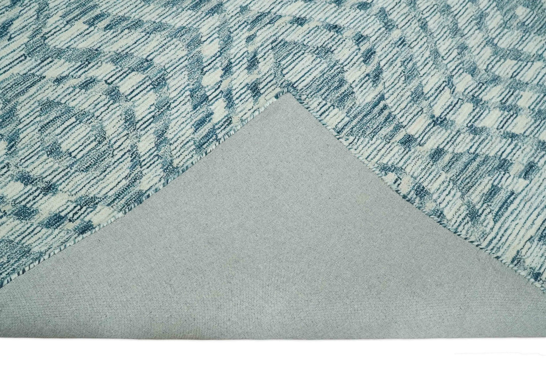 Tribal Modern Hand Tufted 2x3, 3x5, 5x8, 6x9, 8x10 and 9x12 Woolen White and Blue Area Rug | CLO3 - The Rug Decor