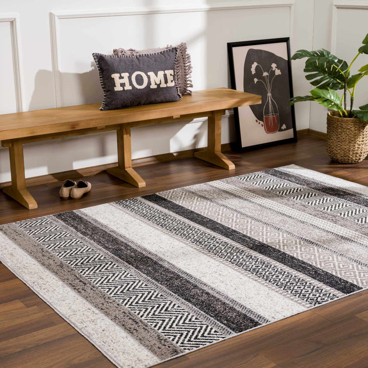 Tribal Pattern Premium look Silver, Charcoal, Gray and Brown easy Washable Rug - The Rug Decor