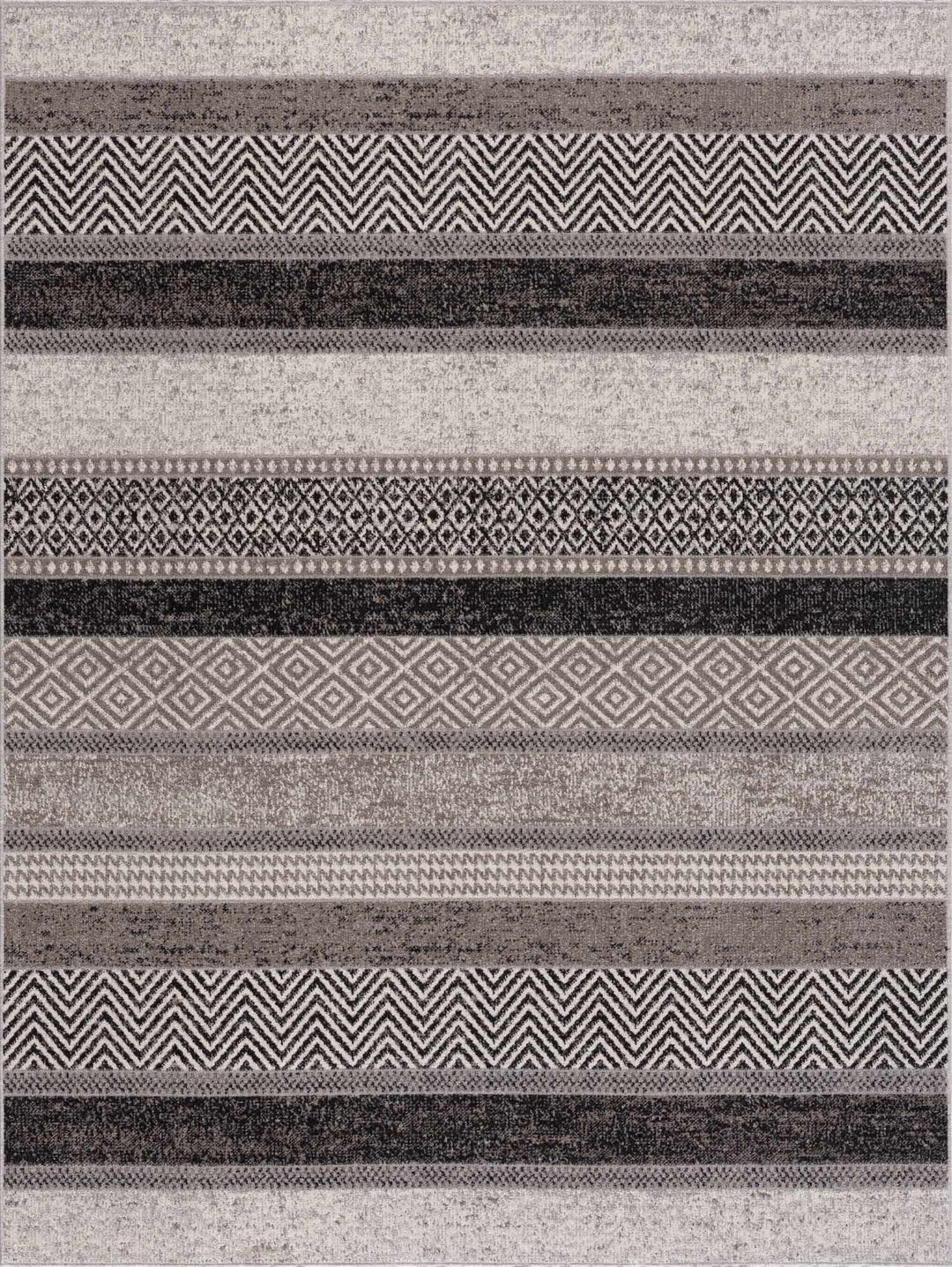 Tribal Pattern Premium look Silver, Charcoal, Gray and Brown easy Washable Rug - The Rug Decor