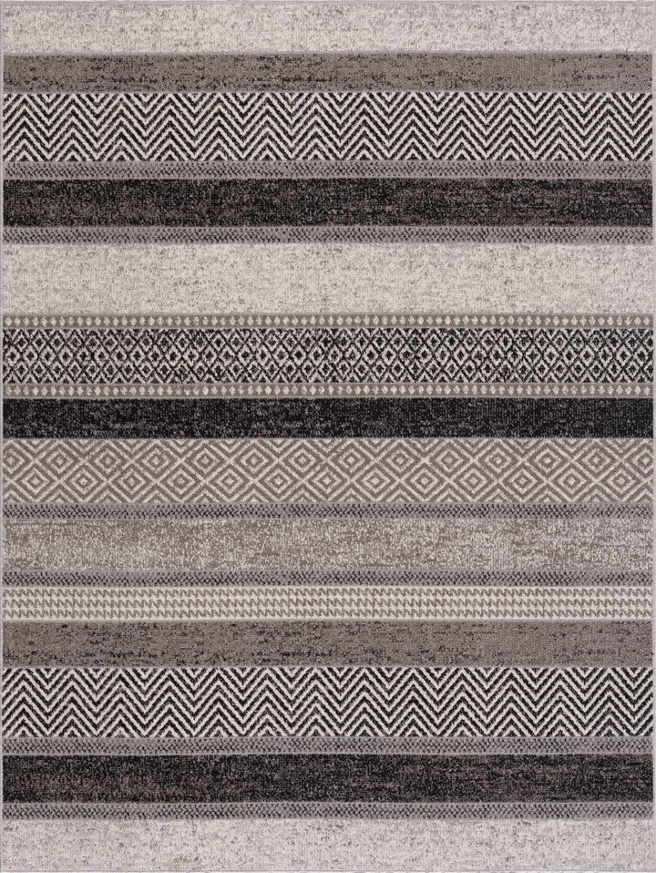 Tribal Pattern Premium look Silver, Charcoal, Gray and Brown easy Washable Rug - The Rug Decor