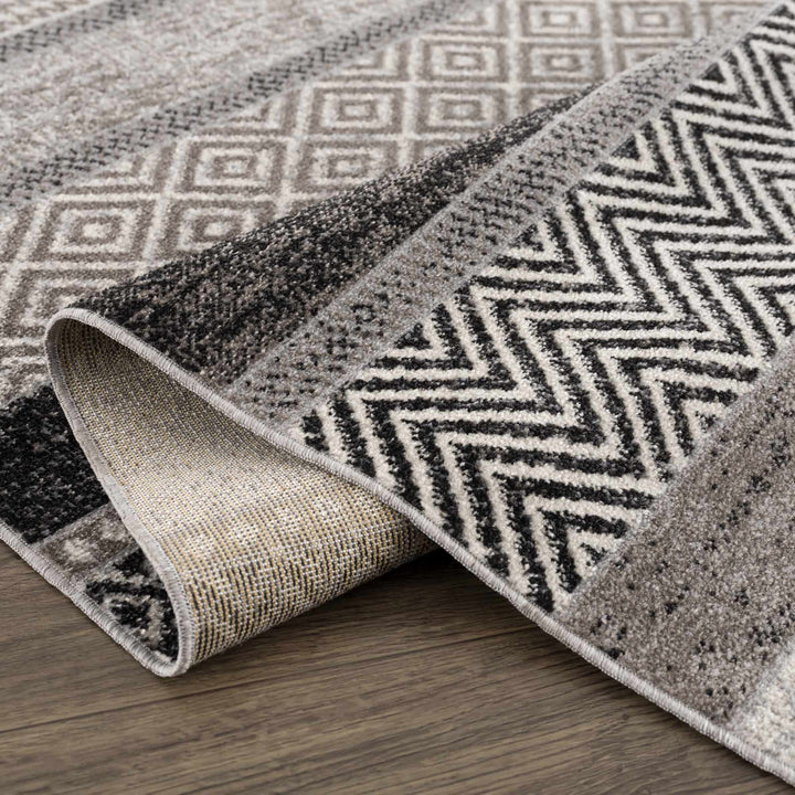 Tribal Pattern Premium look Silver, Charcoal, Gray and Brown easy Washable Rug - The Rug Decor