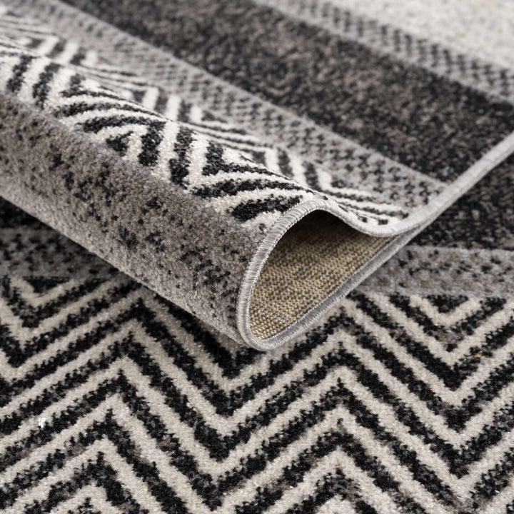 Tribal Pattern Premium look Silver, Charcoal, Gray and Brown easy Washable Rug - The Rug Decor