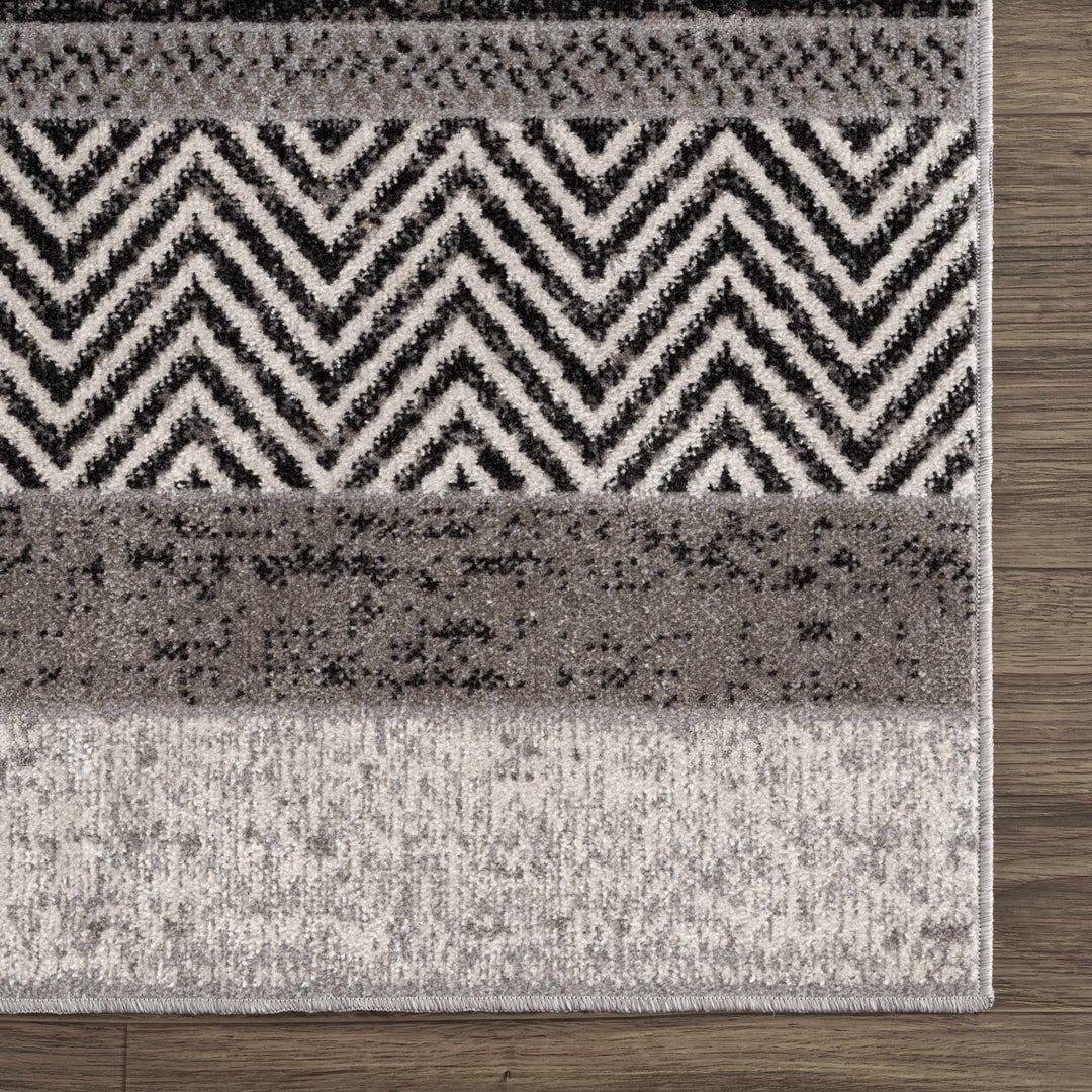 Tribal Pattern Premium look Silver, Charcoal, Gray and Brown easy Washable Rug - The Rug Decor