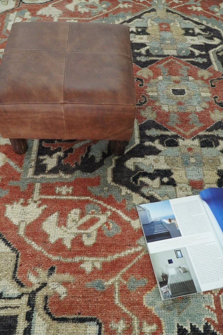 Turkish Hand Knotted Antique 8x10 Rust and Beige Traditional Persian Area Rug | TRD2375 - The Rug Decor