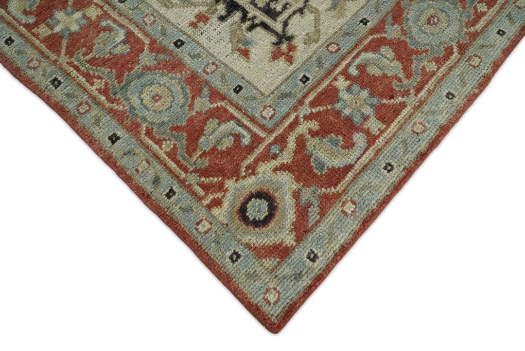 Turkish Hand Knotted Antique 8x10 Rust and Beige Traditional Persian Area Rug | TRD2375 - The Rug Decor