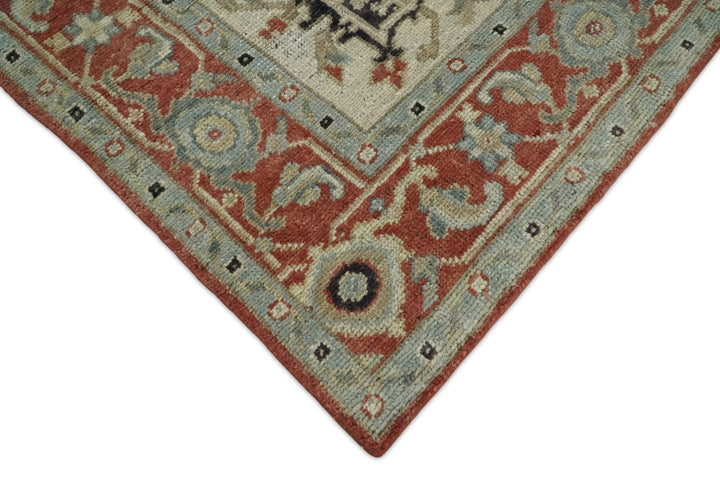 Turkish Hand Knotted Antique 8x10 Rust and Beige Traditional Persian Area Rug | TRD2375 - The Rug Decor