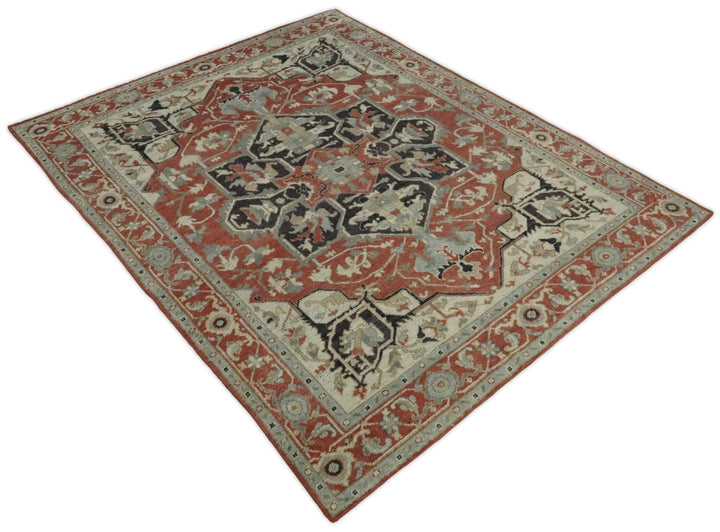 Turkish Hand Knotted Antique 8x10 Rust and Beige Traditional Persian Area Rug | TRD2375 - The Rug Decor