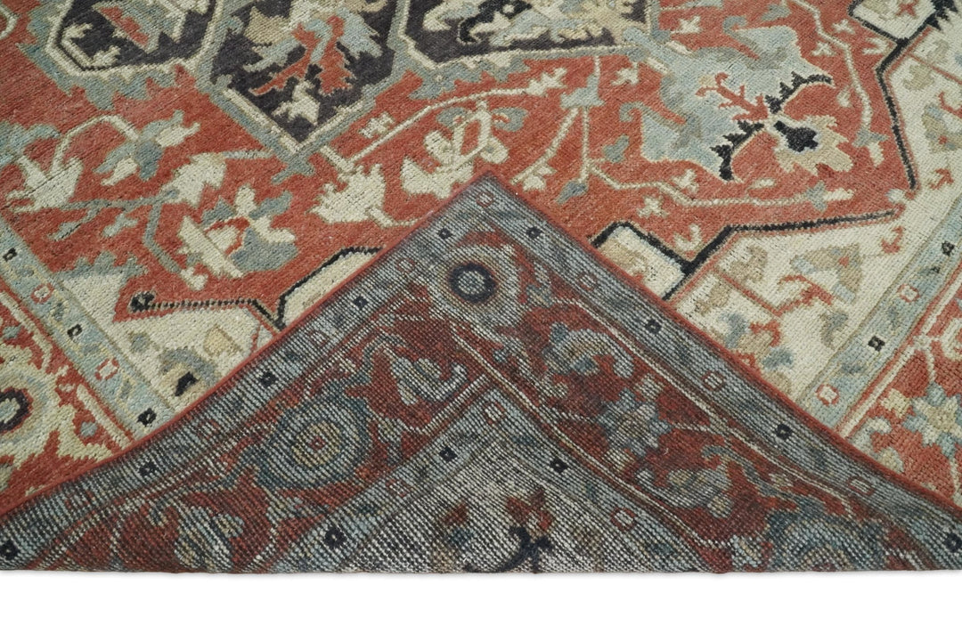 Turkish Hand Knotted Antique 8x10 Rust and Beige Traditional Persian Area Rug | TRD2375 - The Rug Decor