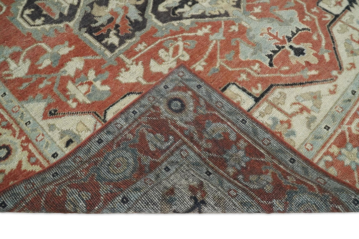 Turkish Hand Knotted Antique 8x10 Rust and Beige Traditional Persian Area Rug | TRD2375 - The Rug Decor