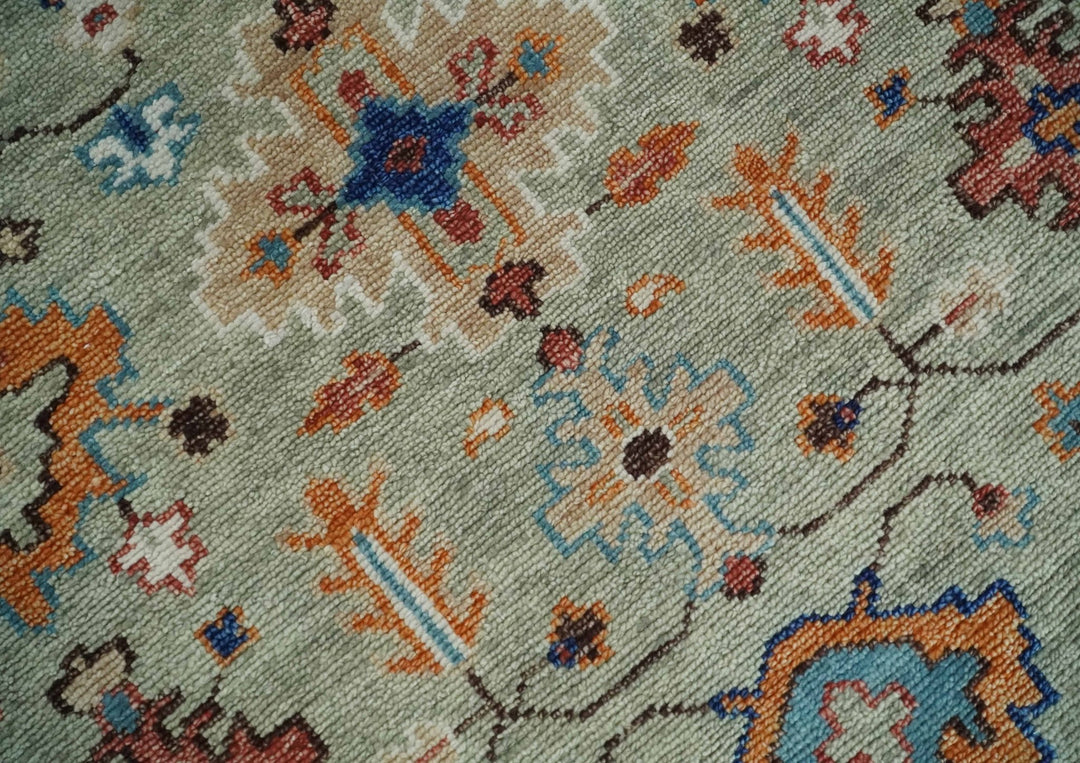 Turkish Knot 8x10, 9x12, 10x14 and 12x15 Antique Green and Ivory Wool Traditional Persian Hand knotted Oushak Area Rug | TRD2768 - The Rug Decor
