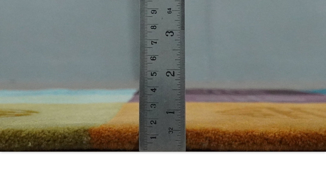 Vibrant Color full Modern Geometrical Pattern 3x5 Hand loom Wool and Art silk Aera Rug - The Rug Decor