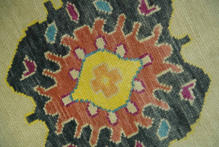 Vibrant Colorful Beige, Silver, Orange and Mustard Hand Knotted 9x12 Wool Area Rug - The Rug Decor