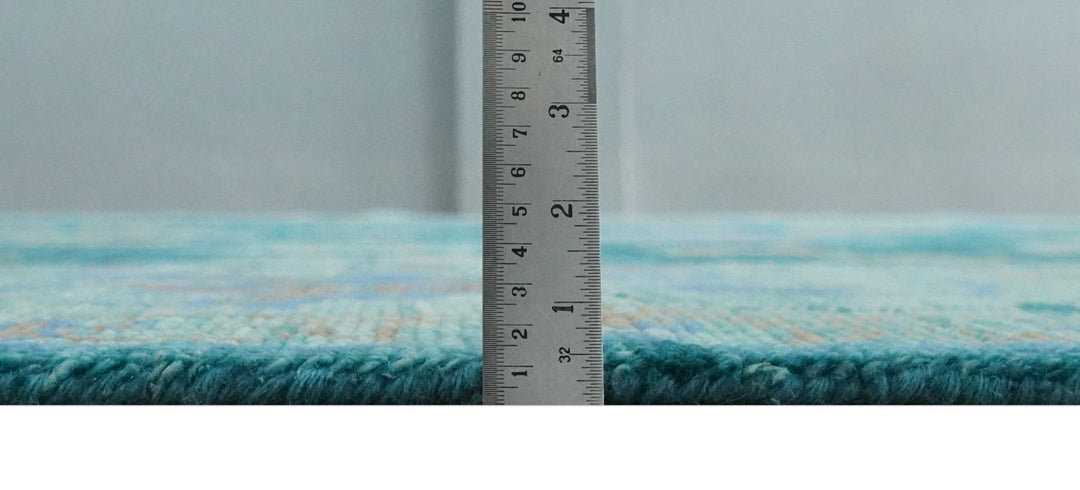 Vibrant Colorful Green, Blue and Rust Hand knotted Traditional Oushak 9x12 wool Area Rug - The Rug Decor