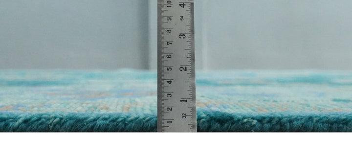 Vibrant Colorful Green, Blue and Rust Hand knotted Traditional Oushak 9x12 wool Area Rug - The Rug Decor